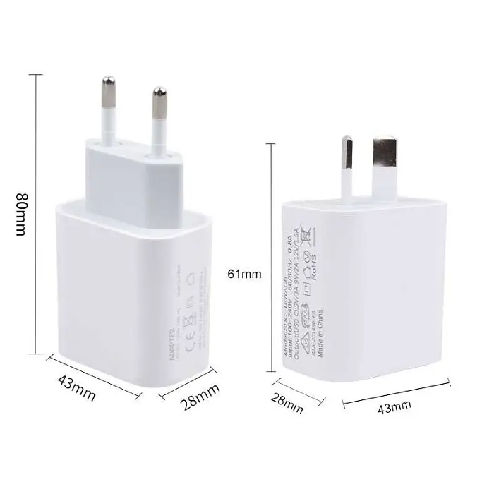 EU AU plug QC 18W USB wall charger adapter for smart phone Tablet GPS MP3 MP4 digital camera earphone