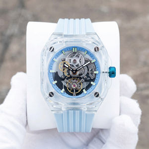 Reloj Cuadrado de Lujo Único de Alta Gama con Logotipo Personalizado OEM ODM, Mecánico Automático, Transparente, para Hombre, Proveedor Mayorista - Product Image 1