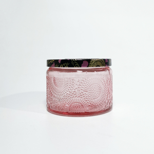 Candeliere in Vetro Cilindrico Colorato Viola e Rosa da 100ml, Vuoto, con Texture Goffrata e Finitura Lucida, per Decorazioni Natalizie e Domestiche, con Tappo in Gomma - Product Image 3