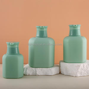 Bouteilles de pompe à lotion plates personnalisées vides de 300 ml, 500 ml, 750 ml en HDPE vert spécial, bouteille écologique carrée pour shampooing et revitalisant - Product Image 1