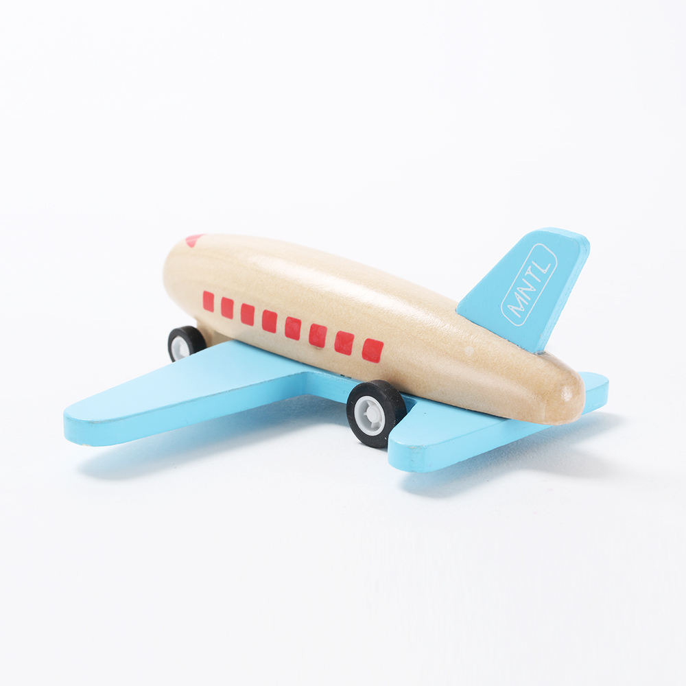 Blue wooden airplane toys