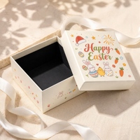 Boîte cadeau rigide à deux pièces sur le thème de Pâques, personnalisée, avec impression de lapin et d'œuf, pour l'emballage des fêtes