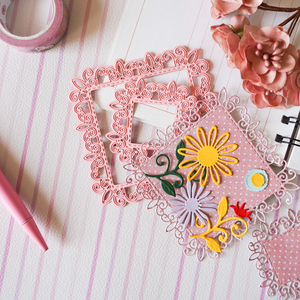 3D rosa Metall-Stanzformen, Blumenrahmen-Stanzformen, Dekorations-Stanzformen für Papierhandwerk, DIY, Scrapbooking, Kartenherstellung - Product Image 3