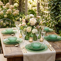 Assiette de présentation en verre vert de 13 pouces avec bord doré motif récif soleil, assiettes décoratives en gros pour la décoration de table de mariage