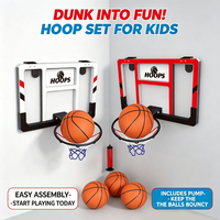 Set Ring Basket Mini Transparan PC untuk Pintu/Dinding, Permainan Tembak-tembakan Dalam Ruangan untuk Anak-anak dengan Bola & Pompa Udara, 2 Pilihan Warna