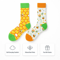 Chaussettes décontractées à motif abeille de dessin animé, mélange de coton, pour femmes, hommes et enfants, cadeau amusant pour l'automne