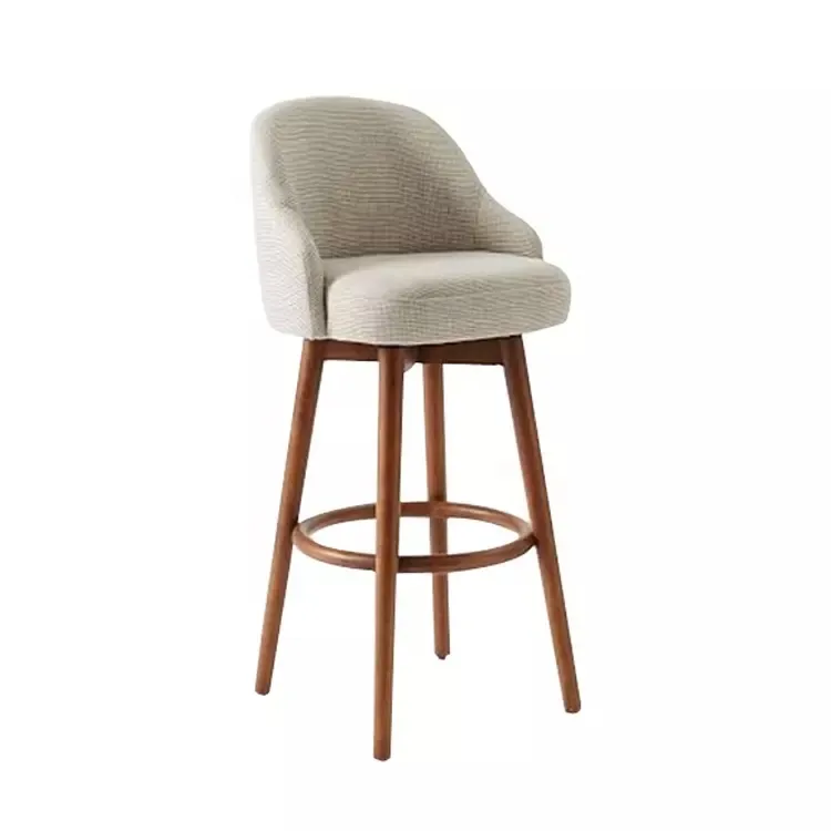 Mrs Woods Modern Nordic Style Wooden Fabric High Bar Chair Bar Stool For Nightclub Events