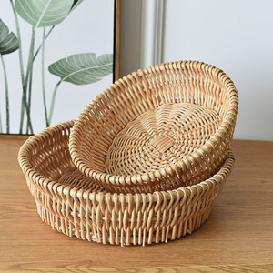 Nouveau stockage de canne à la main panier de <span class=keywords><strong>fruits</strong></span> assiette panier en osier bonbons Snack tissage ménage Toast panier - Product Image 2