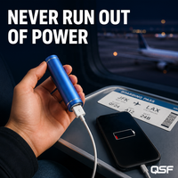 Power Bank Mini Lipstik Universal QSF Promotion, Hadiah Darurat, Portabel, Logam Silinder, 2600mah, Dengan Logo Kustom