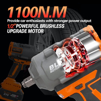 Clé à chocs électrique sans fil 1100 N.m à couple élevé pour batterie DW/MK 20V, moteur sans balais, clé à chocs électrique sans fil pour le démontage des pneus de voiture