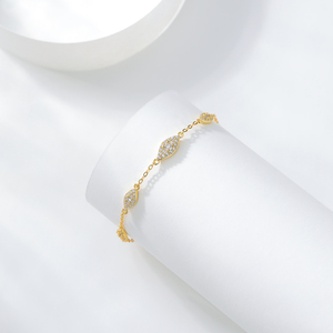 Pulsera de Cadena y Eslabones con Ojo Turco de Diseño Personalizado, Plata de Ley 925, Chapada en Oro de 18K, Ajustable, para Mujer, Regalo para Fiesta - Product Image 2