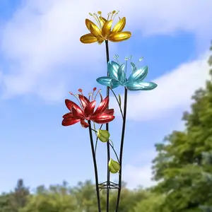 Vent Spinner en métal avec fleurs et papillons moulin à vent rotatif jardin pelouse fête décor