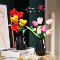 Ensemble de construction de bouquet de fleurs, 249 pièces, mini-plantes, bonsaï, blocs de construction avec vase, briques, jouets, cadeau pour Noël, anniversaire