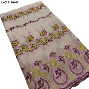 Última Tela de Encaje de Algodón Suizo con Bordado Floral de Dubái al por Mayor para Ropa de Mujer, Tela de Encaje de Algodón Suizo Voile - Product Image 6