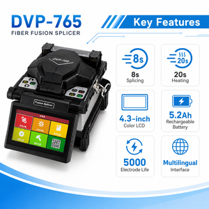 Empalmadora de Fibra Óptica Totalmente Automática DVP 765 con Pantalla LCD de 4.3 Pulgadas, Abrazadera 3 en 1, Empalme en 8s, G652D para FTTH - Product Image 5