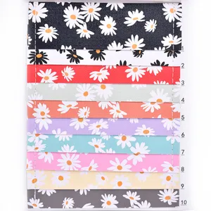 0.7Mm Customized Pattern Pink Cartoon Flower Printed Sheets Vinyl Fabric Rolls Artificial Pvc Leather Film