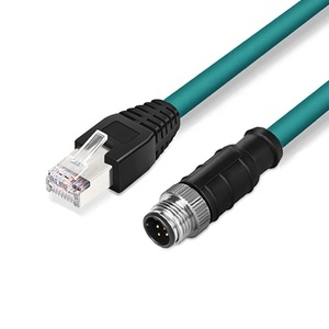 สายเคเบิลอีเทอร์เน็ตสำหรับอุตสาหกรรม RJ45 M12สายแลน4Pin D-Type ตัวผู้ที่มีความยืดหยุ่นสูงช่องต่อสายแลนสำหรับเครือข่าย Cat6