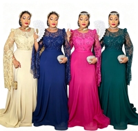 Europäisch-Amerikanisches Elegantes Luxuriöses Formelles Kleid Lange Röcke Afrikanische Übergrößen-Damenkleider mit Langen Ärmeln für Hochzeiten und Partys