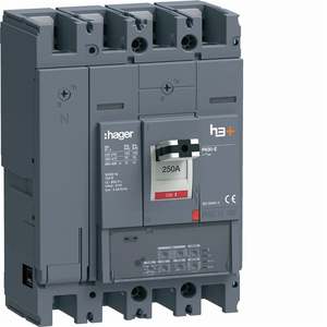 HEW251LR ปรับแต่งได้ด้วยชุดเบรกเกอร์แบบหล่อขึ้นรูป Hagers รุ่น h3+ P630 LSIG 4P 70kA 250A ปรับค่าได้ พร้อมระบบ Neutral - Product Image 1