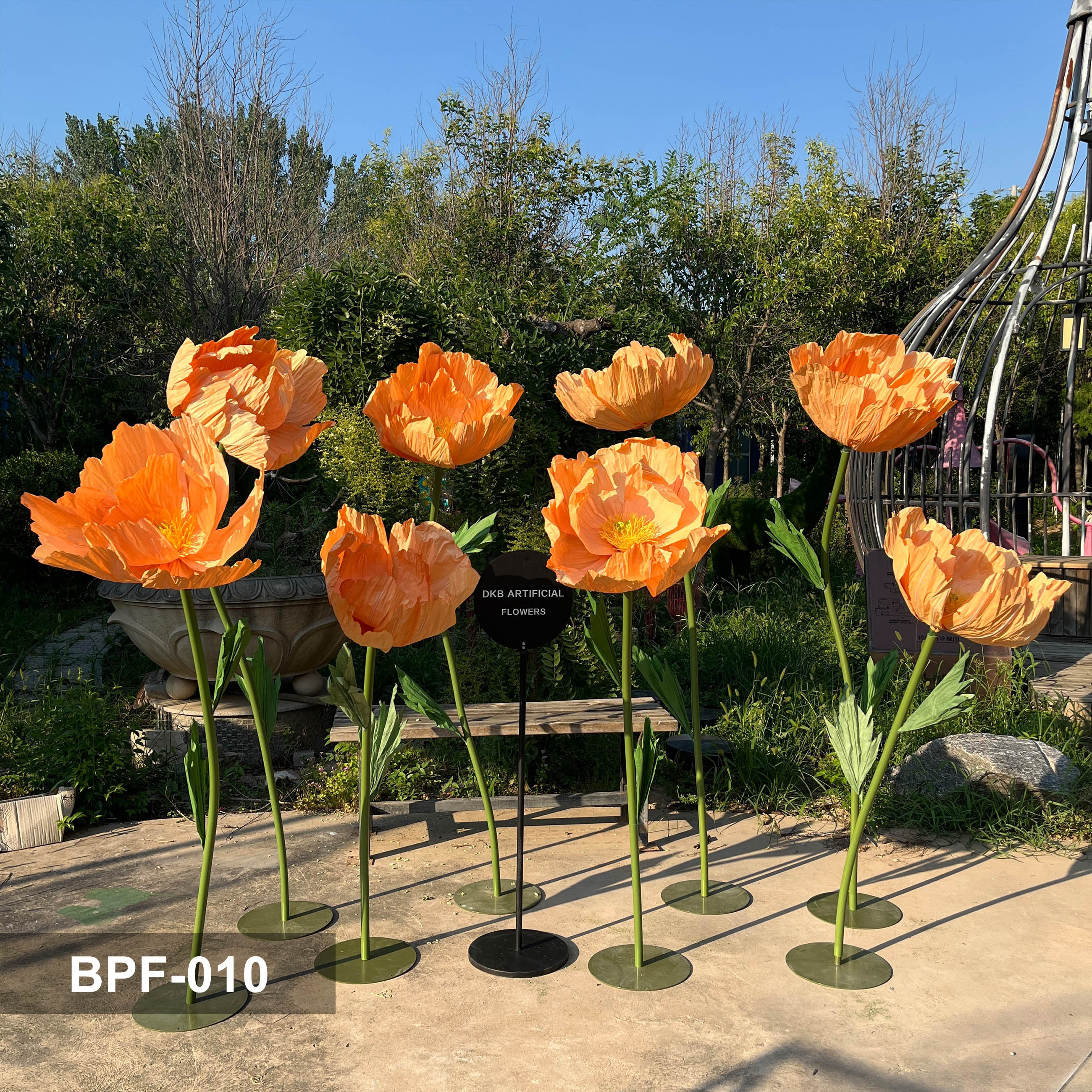 DKB hot decoration giant move flowers realistic orange organza