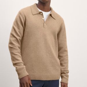 سترة رجالية محبوكة بياقة على شكل V للاستخدام اليومي، بأكمام طويلة، من نسيج بارد الملمس، كارديجان صوف للشتاء - Product Image 1