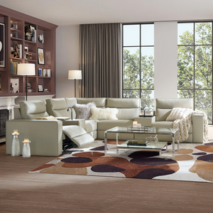 Divano Angolare Moderno di Lusso in Pelle con Recliner, Set di Mobili per <span class=keywords><strong>Soggiorno</strong></span> - Product Image 1