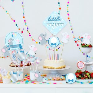 Màu Xanh Voi Cậu Bé Sinh Nhật Bé Tắm Đảng Trang Trí Màu Xanh Voi Trung Tâm Gậy Bảng Toppers Cho Cậu Bé Sinh Nhật Đảng - Product Image 5