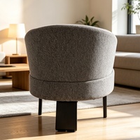Fauteuil de salon moderne en bois courbé, dossier bas, en tissu, avec pieds en acier inoxydable noir titane pour hall d'hôtel