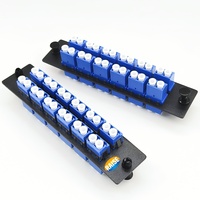 Panel Patch serat kualitas tinggi 24 serat 12 port adaptor dupleks LC UPC Mode tunggal Panel adaptor serat UPC lengan keramik LC UPC