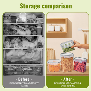 Juego de 15 Recipientes de Plástico Herméticos para Cocina, Recipientes para Refrigerador, Aptos para Granos, Harina y Alimentos - Product Image 3