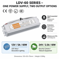Alimentation LED LDV-60 60W 12V 24V étanche IP67 à tension constante pour bande lumineuse extérieure – Vente en gros