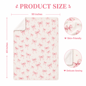 Manta de Sherpa Personalizada con Lazo Rosa Suave, 50x60, Diseño de Lazo en Acuarela, Doble Capa de Franela y Felpa, Acogedora para Sofá o Cama - Product Image 2