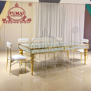 Service OEM Mobilier de décoration de mariage sur mesure Table de luxe en verre pour célébration de mariage avec gouttes de cristal - Product Image 5