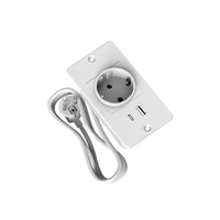 Prise de courant encastrée pour meubles, prise de courant encastrée pour bureau avec ports USB et cordon d'alimentation pour table de conférence
