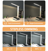 Lampe de bureau électrique simple en ABS avec LED, recharge sans fil, commande tactile, luminosité réglable en continu, pliable, minimaliste, flexible, lampe d'étude 5V
