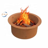 Doublure pour foyer, acier massif robuste, anneaux extérieurs pour brûleur à bois pour une utilisation en extérieur, pratique et résistant aux intempéries