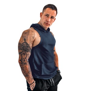 2023 vente chaude Fitness Hoodie Vest pour hommes manches <span class=keywords><strong>sport</strong></span> pull débardeur - Product Image 2
