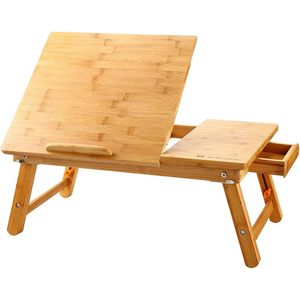 Bamboo Laptop <b>Desk</b> <b>Adjustable</b> Foldable With Drawer Bed Tray For Home <b>Office</b> Use - Product Image 5