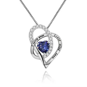 C8961 Abiding 925 Sterling Silver Gemstone Tanzanite Fashion Necklace Custom Love Pendant For Lover Heart Birthstone Stone Necklace