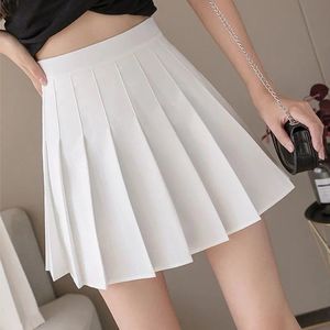 Mini-jupe plissée taille haute, couleur unie, coupe trapèze, pour femme, style coréen, en tissu polyester, collection automne - Product Image 3