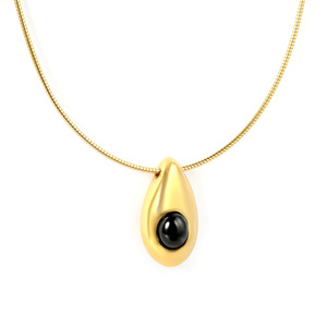 Collar con colgante ovalado retro de estilo europeo americano, cadena ajustable de acero inoxidable para mujer - Product Image 5