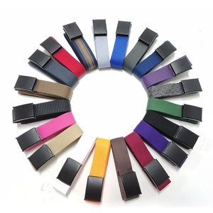 단색 나일론 캐주얼 허리띠 블랙 아이언 버클 학생용 저렴한 성인용 폴리에스터-코튼 캔버스 남녀공용 - Product Image 2