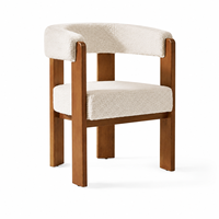 Chaise de salle à manger moderne Japandi en bouclette, fauteuil de luxe en bois massif avec dossier incurvé pour hôtel, villa, restaurant, projet
