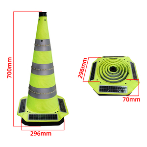 กรวยจราจรพลังงานแสงอาทิตย์70ซม. พร้อมแถบเตือน LED เพื่อความปลอดภัยในการจราจร - Product Image 2