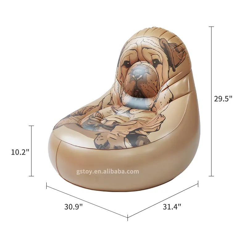 Nouveau design chien dessin animé PVC nimi bébé en forme de L siège chaise enfants air canapé gonflable animal canapé pour les enfants