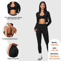 Ensemble de sport sans couture pour femmes : soutien-gorge de sport en Y à séchage rapide, pantalon évasé athlétique et short extensible push-up pour le yoga