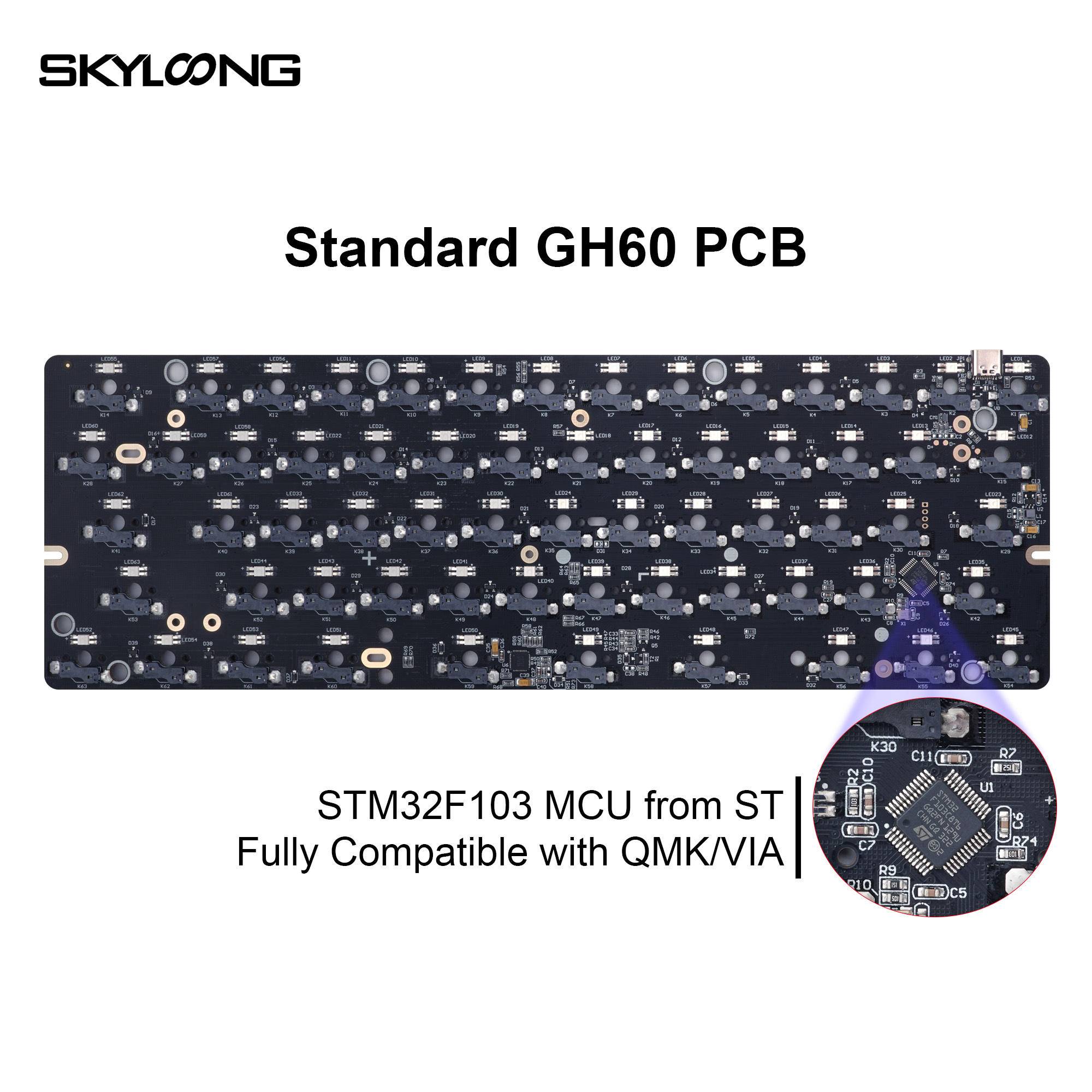Skyloong 60% QMK VIA Mechanical Keyboard with 61keys KTT