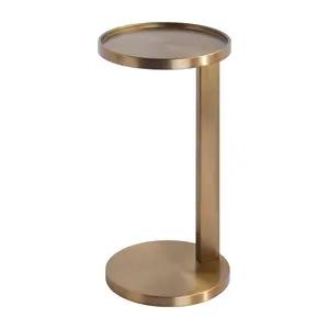 Luxury Design Living Room Furniture Side Table Round Brass Antique Gold Carbon Steel Bed End Sofa Coffee Tables