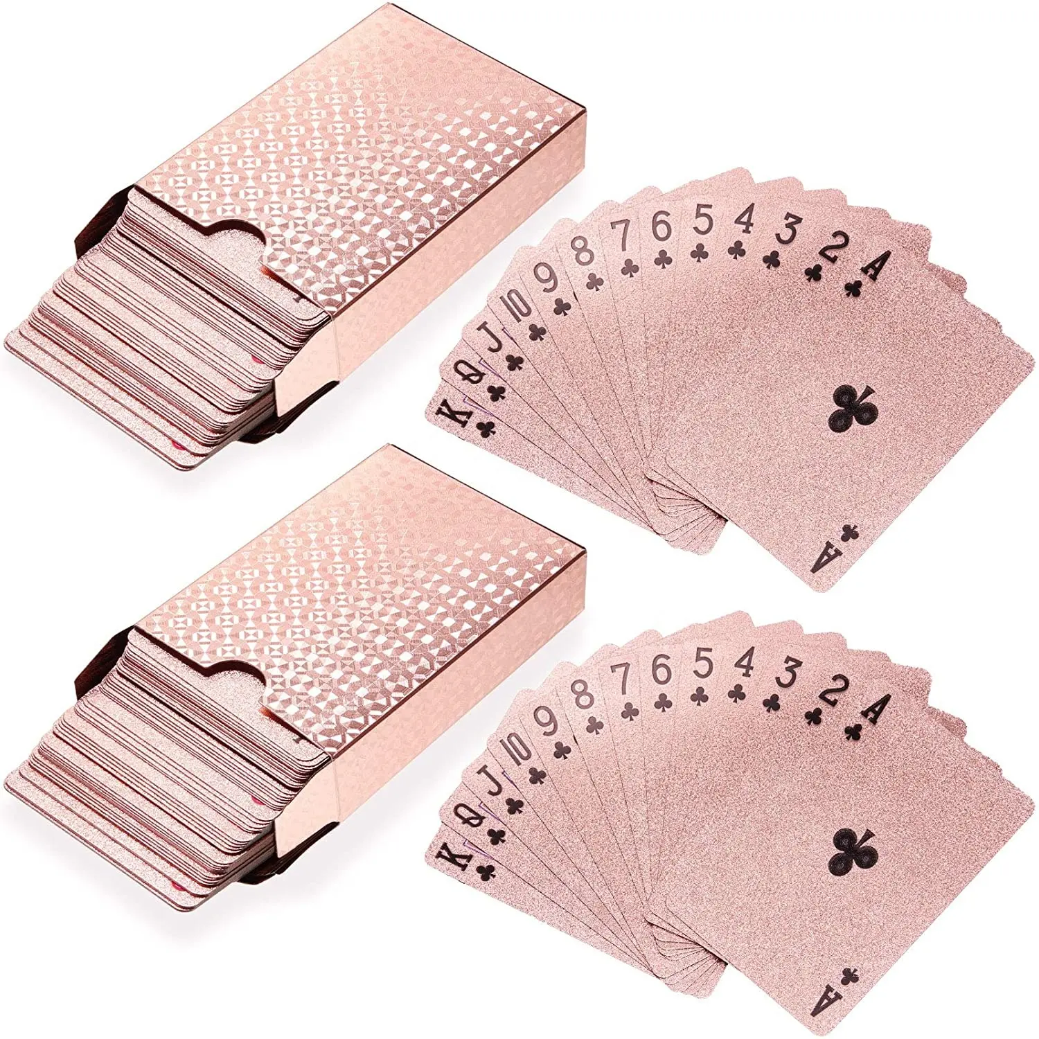 Luxury Custom Rose Gold Playing Cards Waterproof Plastic Poker Cards for Game Family Card Birthday Party