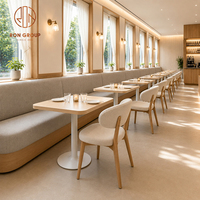 Ron Group - Banquette en forme de L personnalisée, table carrée en bois massif, chaise rembourrée en tissu, mobilier commercial pour restaurant